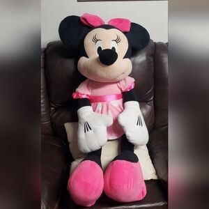 Large Disney Minnie Mouse Stuffed Animal Pink and Black